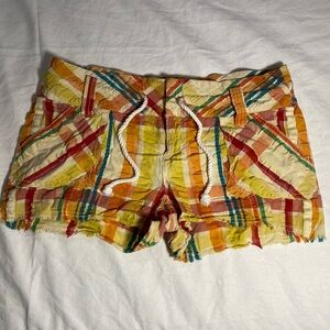 Free People Multicolor Plaid Women's Beachy Mini Cargo Shorts Size 6